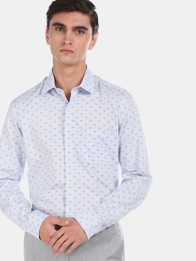 light blue printed formal shirt