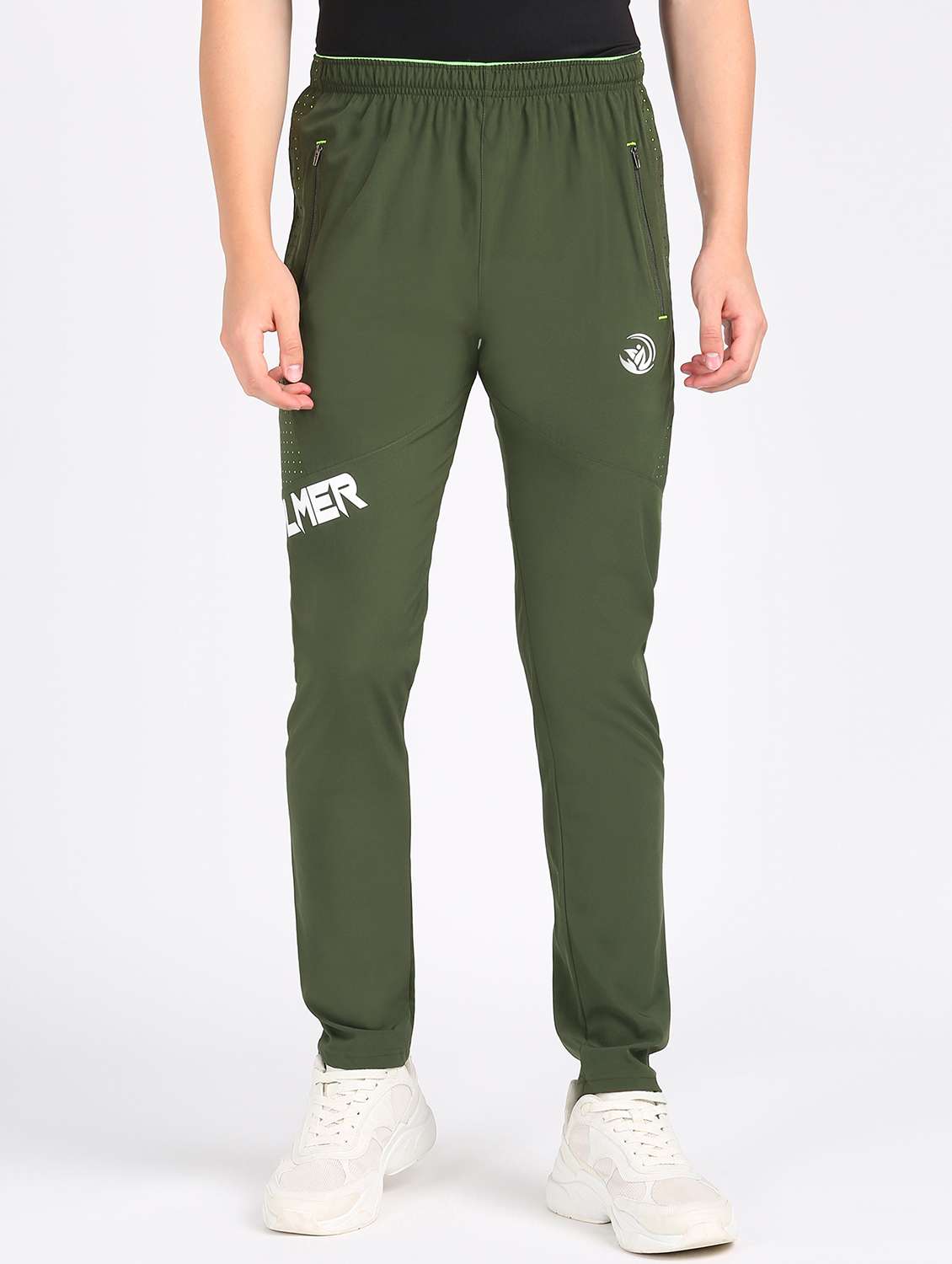 olive printed full length track pant