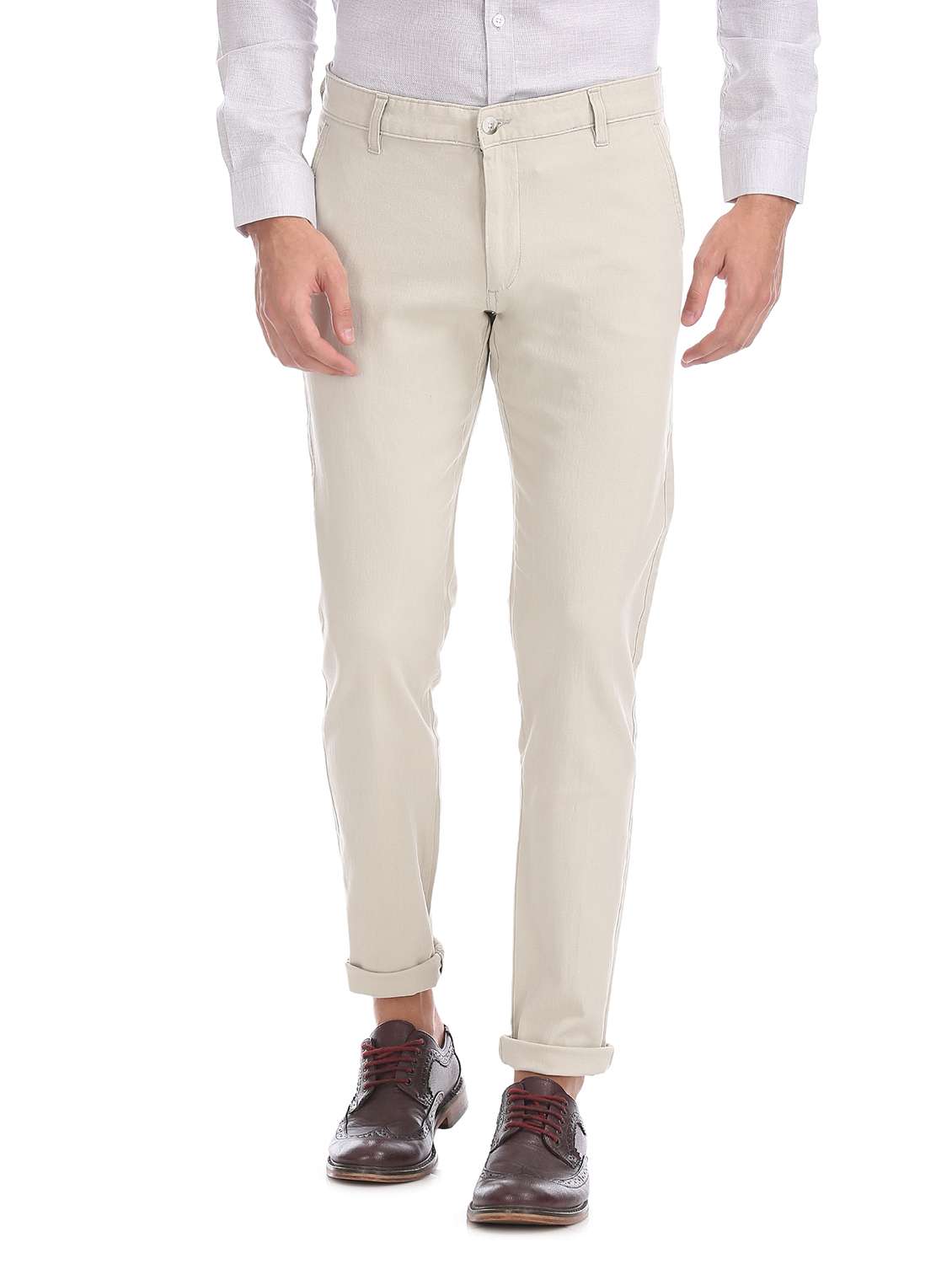 off white solid chinos