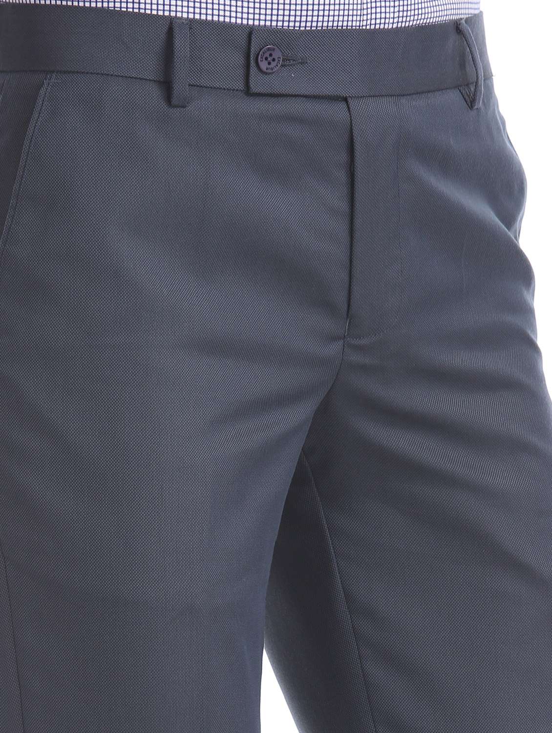 navy blue textured flat front formal trouser - 17816954 - Standard Image - 4