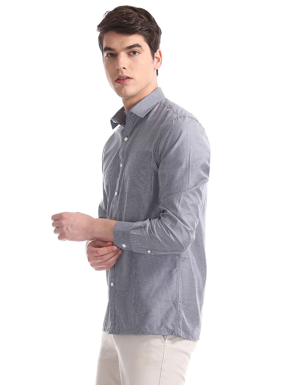 grey striped formal shirt - 17817247 -  Standard Image - 1