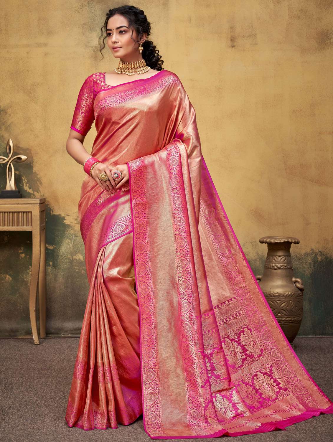 self design kanjivaram saree with blouse