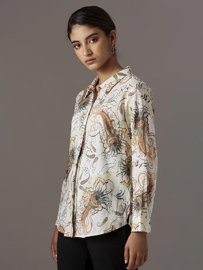 concealed placket paisley shirt - 17818362 -  Standard Image - 1
