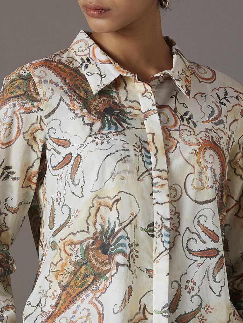concealed placket paisley shirt - 17818362 - Standard Image - 4
