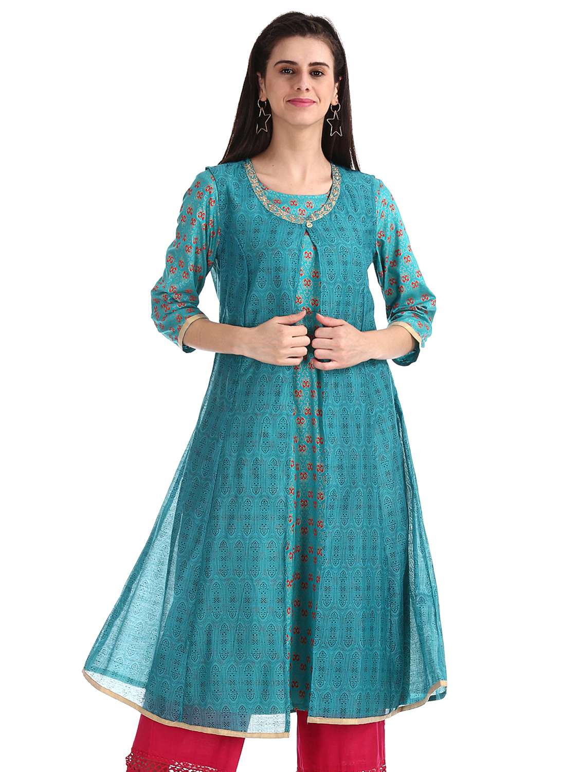 printed layered kurta