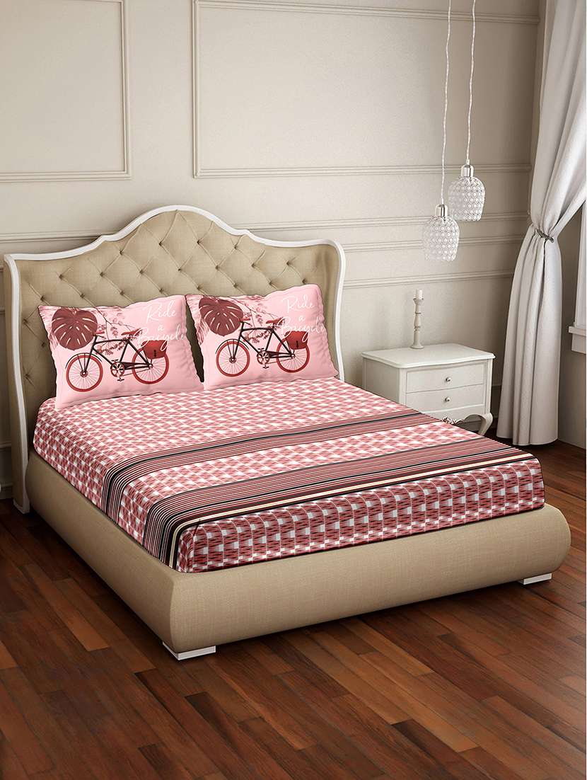 vogue double bedsheet set super king size 100% luxury cotton pink colour