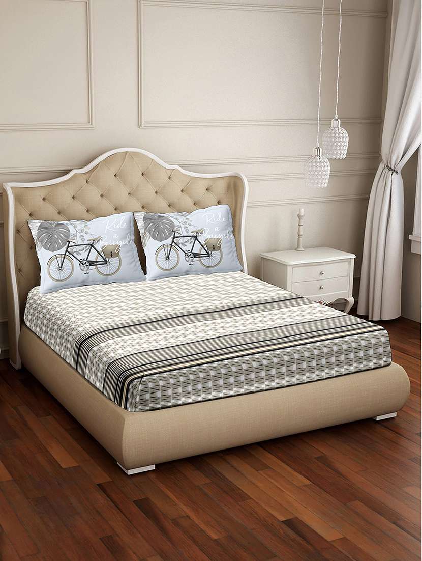 vogue double bedsheet set super king size 100% luxury cotton grey colour