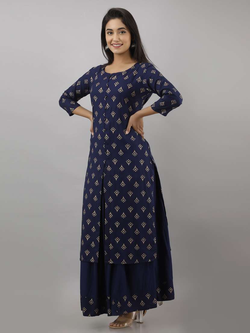 blue rayon kurta skirt  set