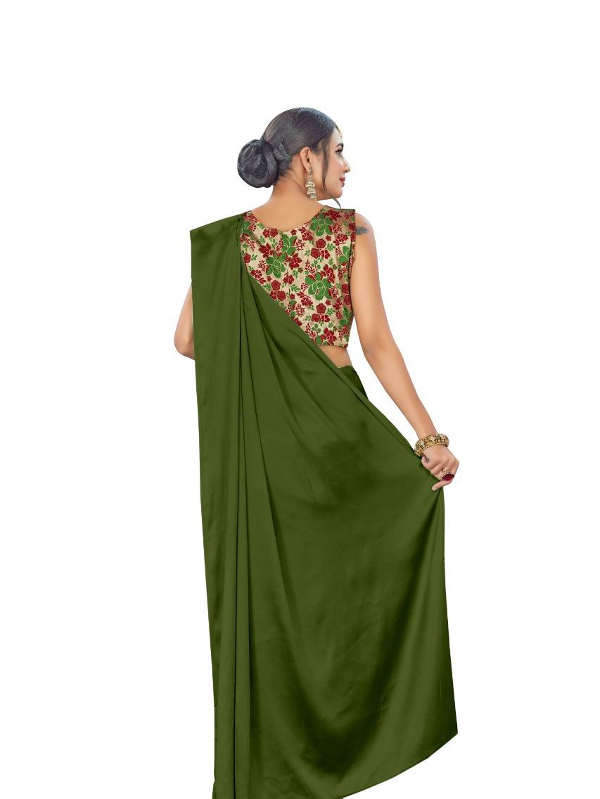 green silk saree - 17819968 - Standard Image - 1
