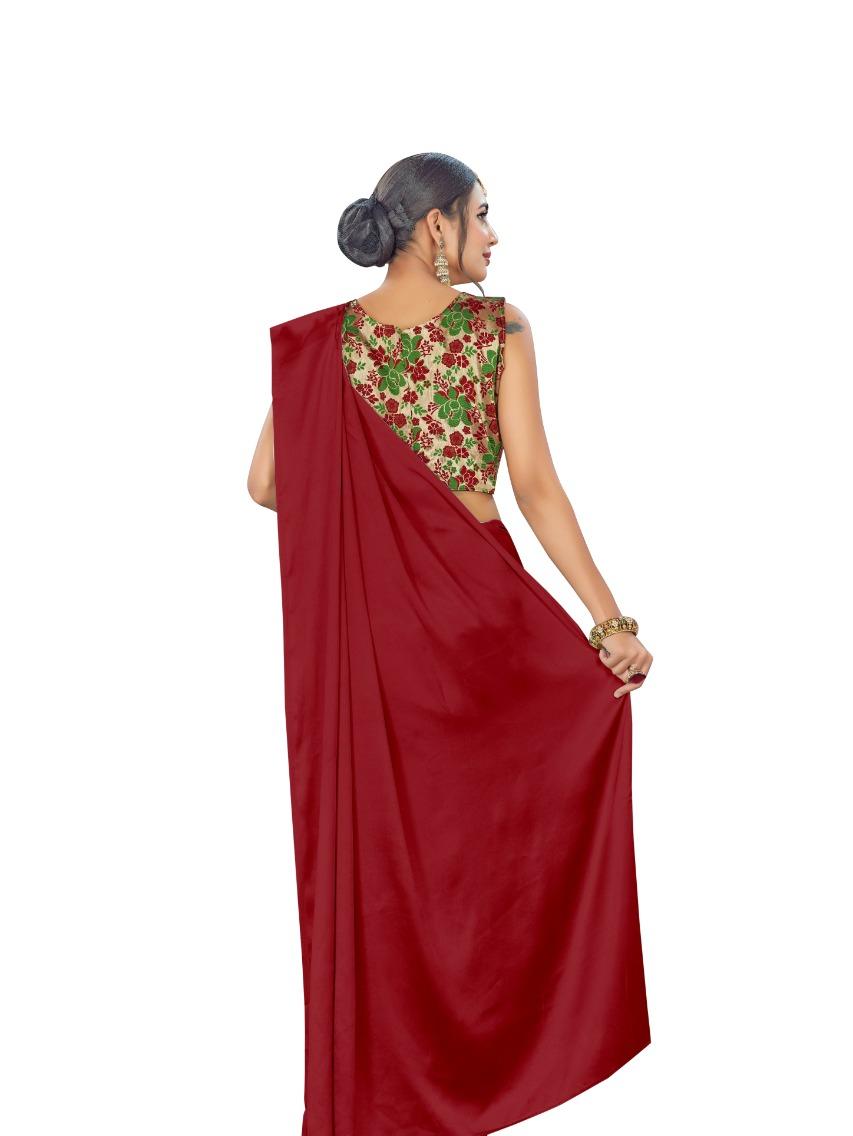 red silk saree - 17819969 - Standard Image - 1