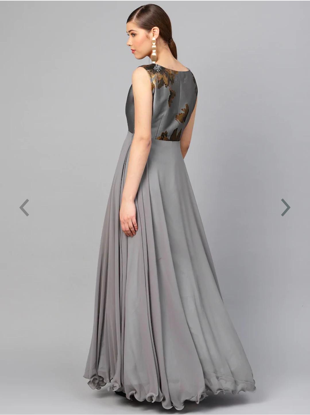 grey printed silk wedding gown  - 17820117 -  Standard Image - 1