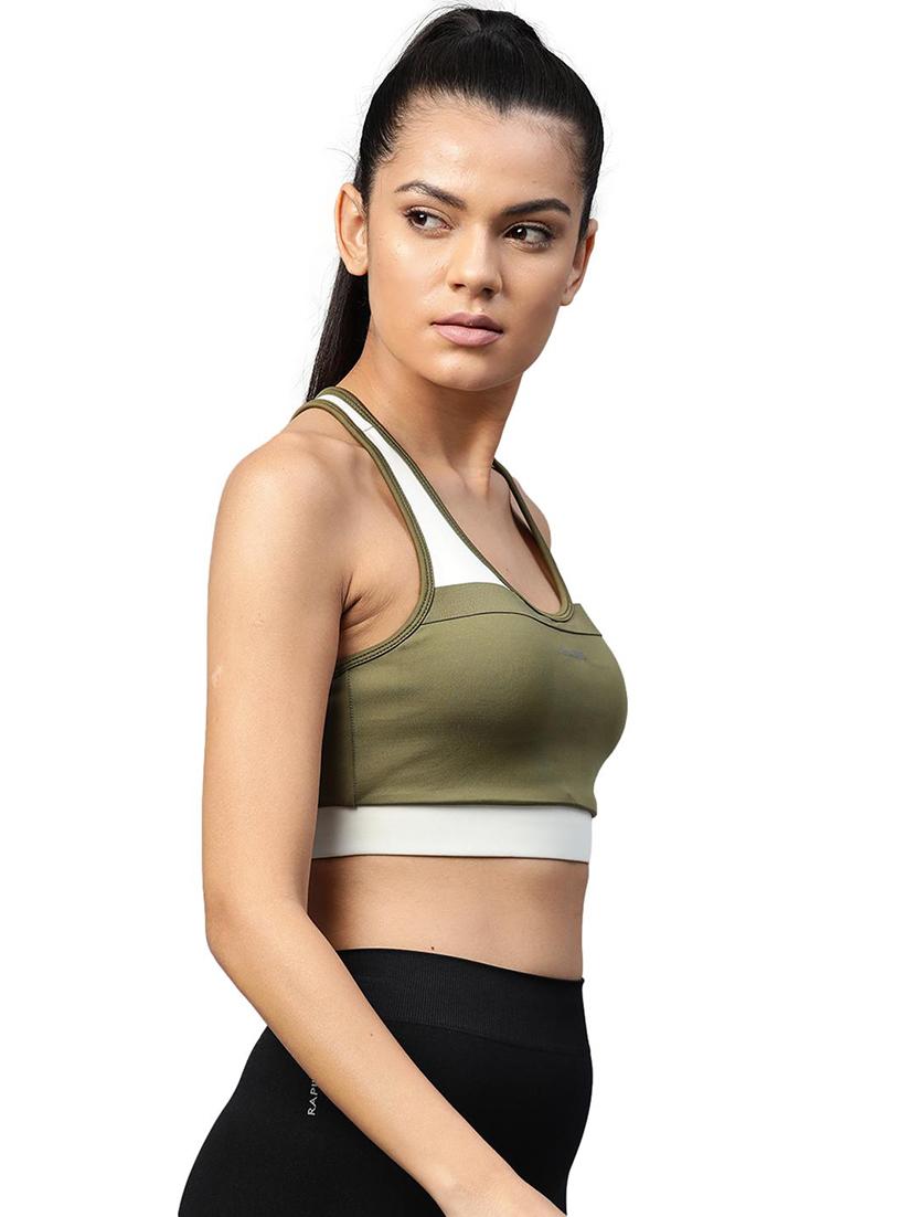 green color block sports bra - 17820620 -  Standard Image - 1