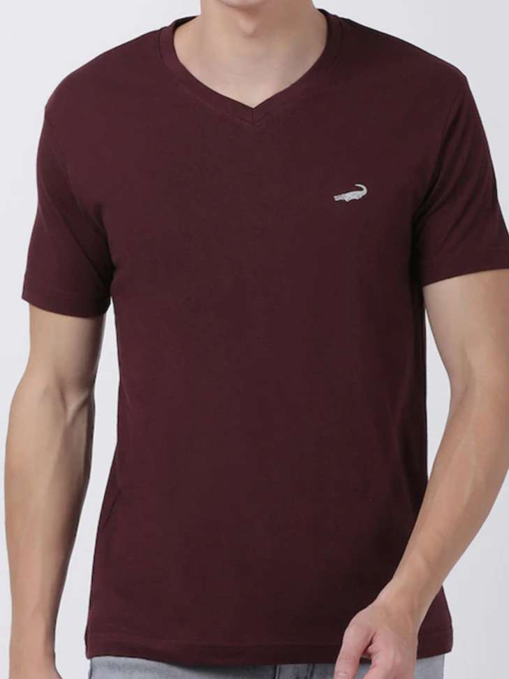 maroon slub tshirt - 17822074 -  Standard Image - 1