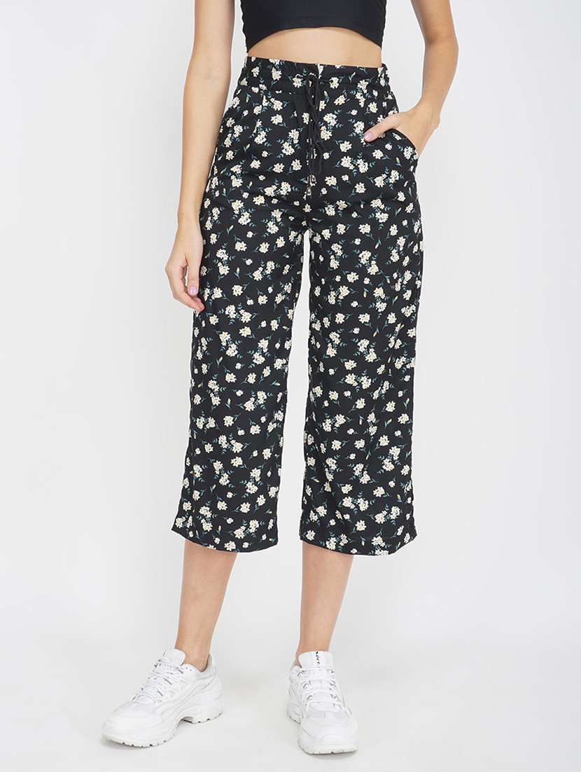 high rise floral cropped trouser