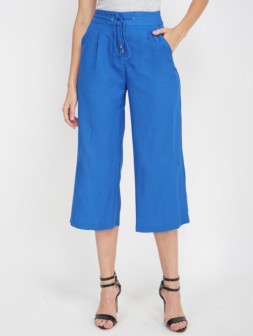 high rise solid cropped trouser