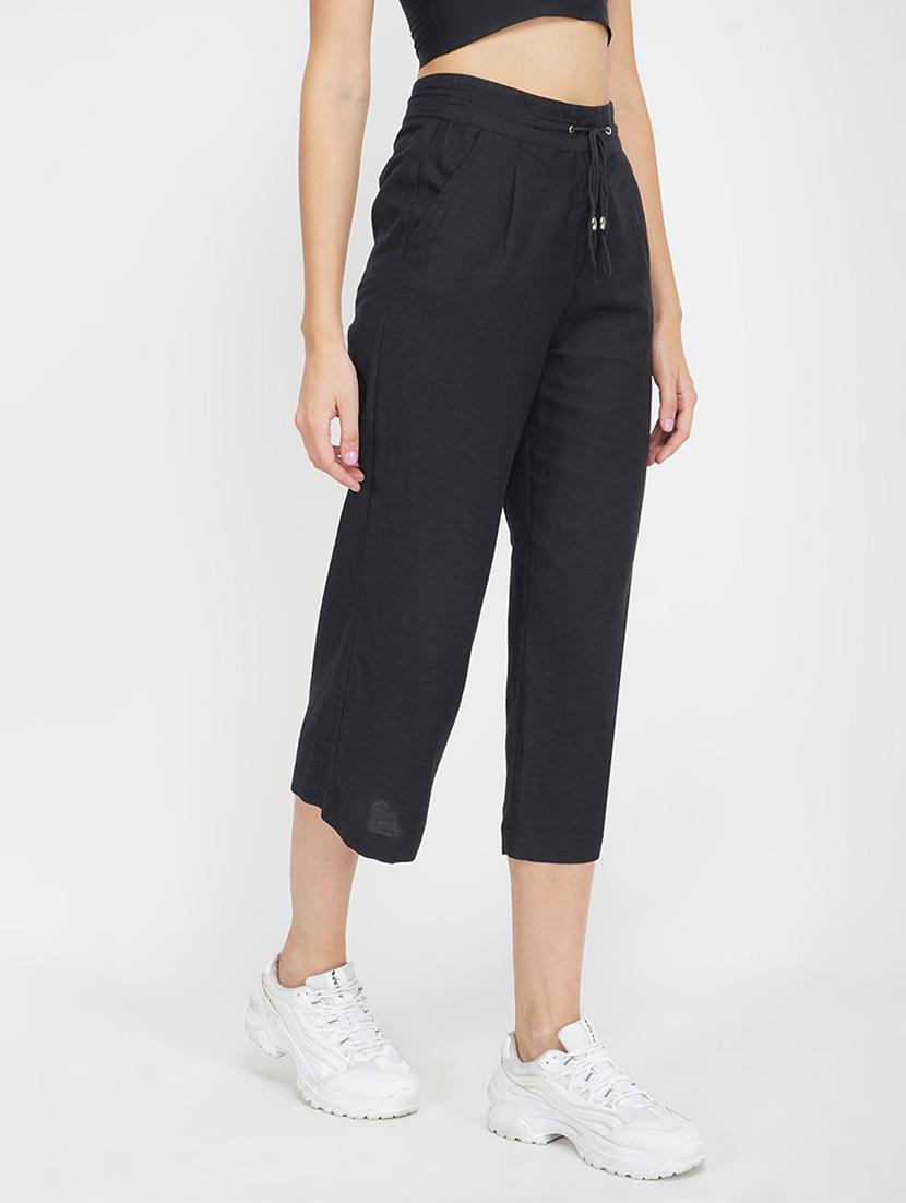 solid black flat front trouser - 17822173 - Standard Image - 1