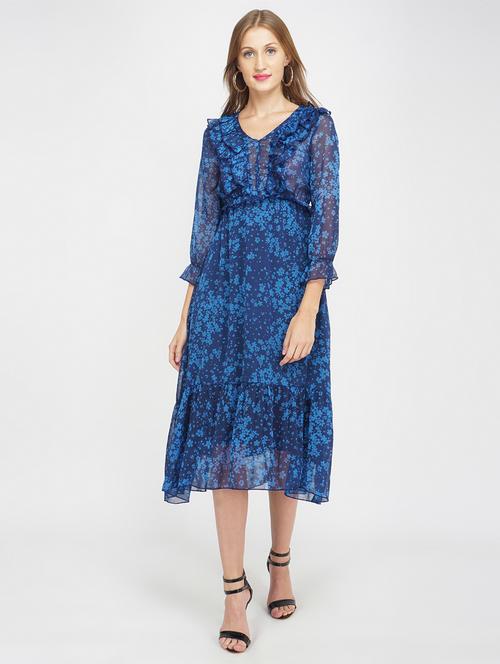 v-neck floral a-line dress - 17822195 - Standard Image - 0