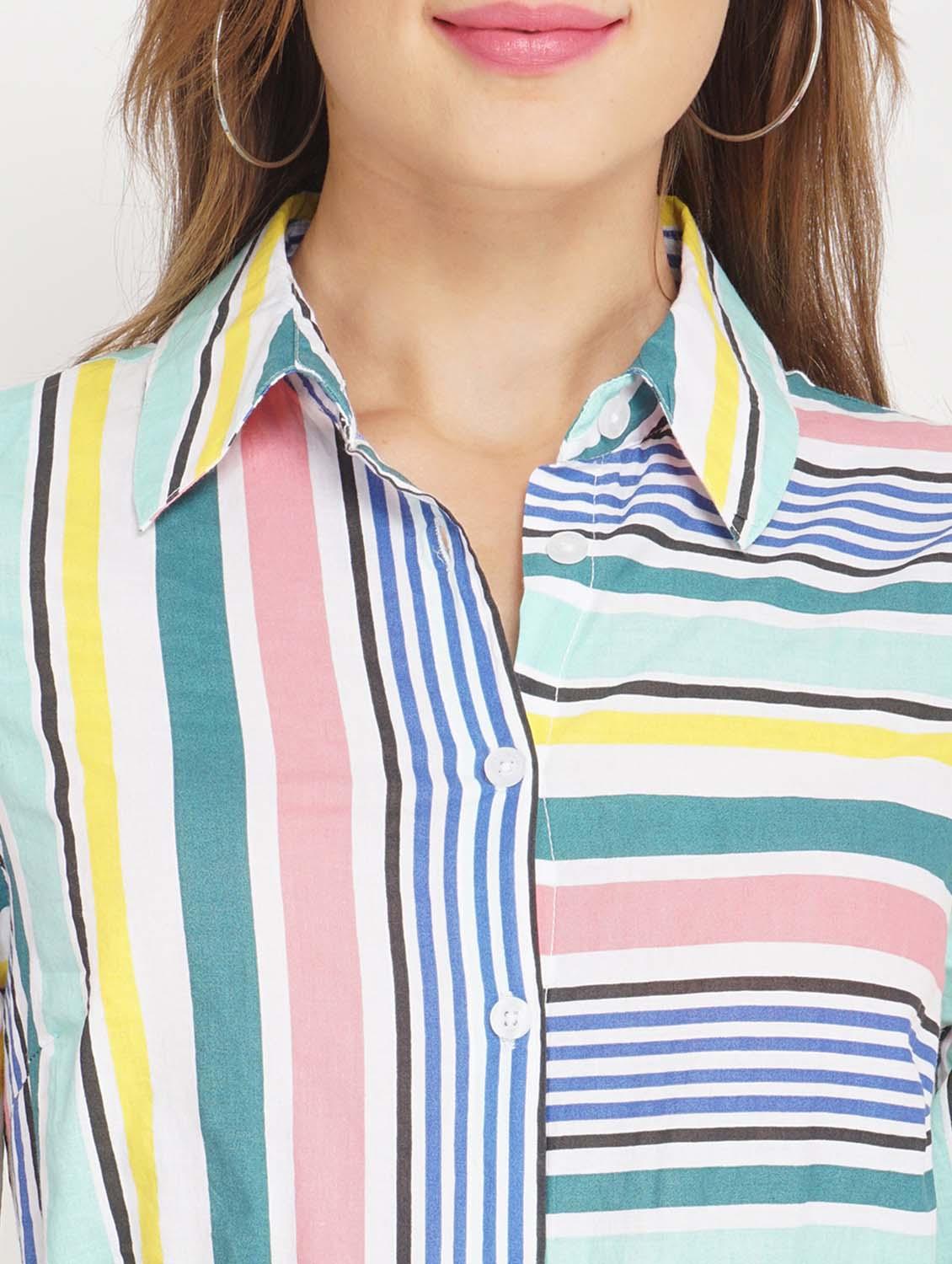 tie front striped shirt dress - 17822201 - Standard Image - 4