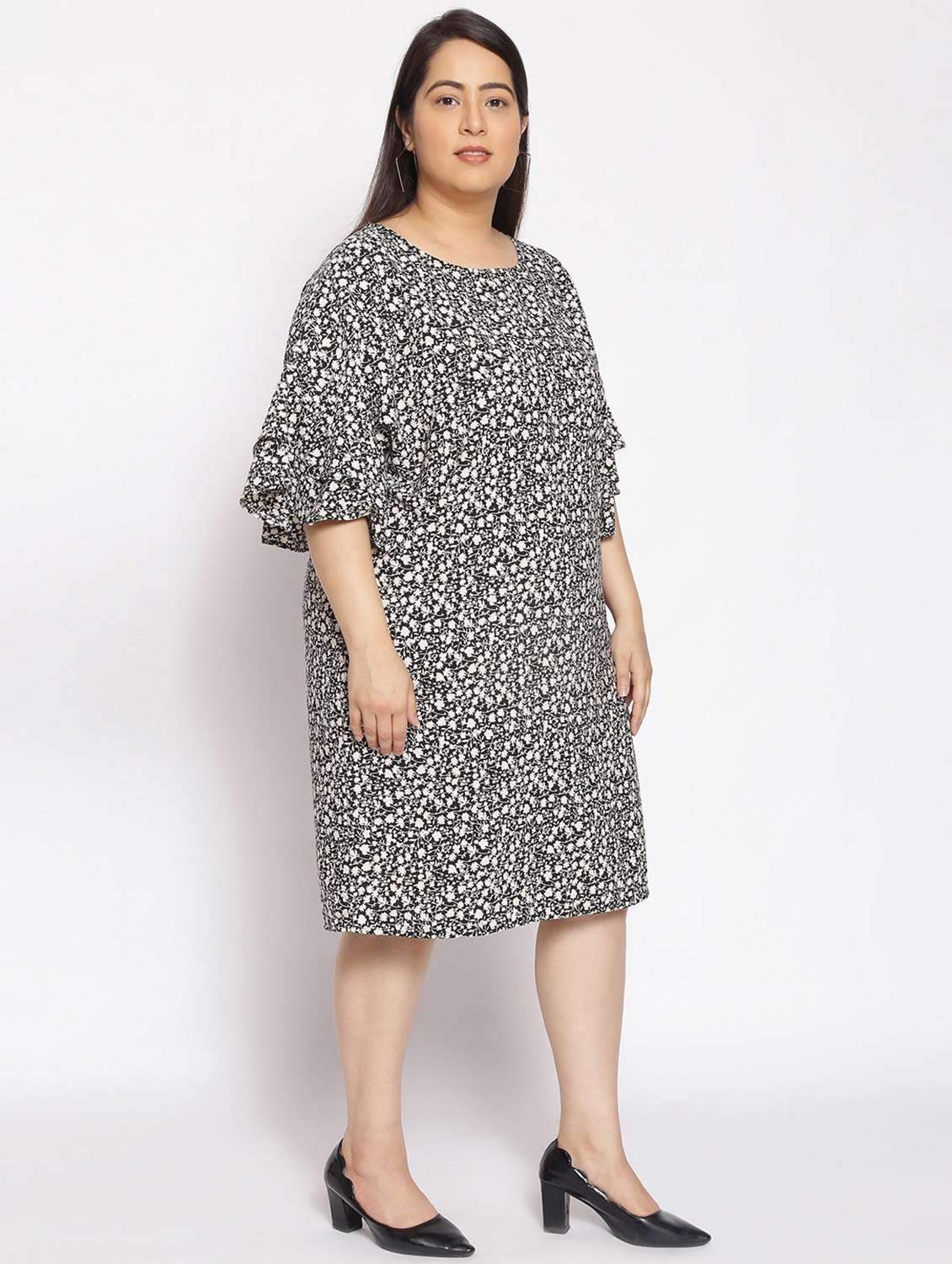 bell sleeved floral a-line dress - 17822205 -  Standard Image - 1