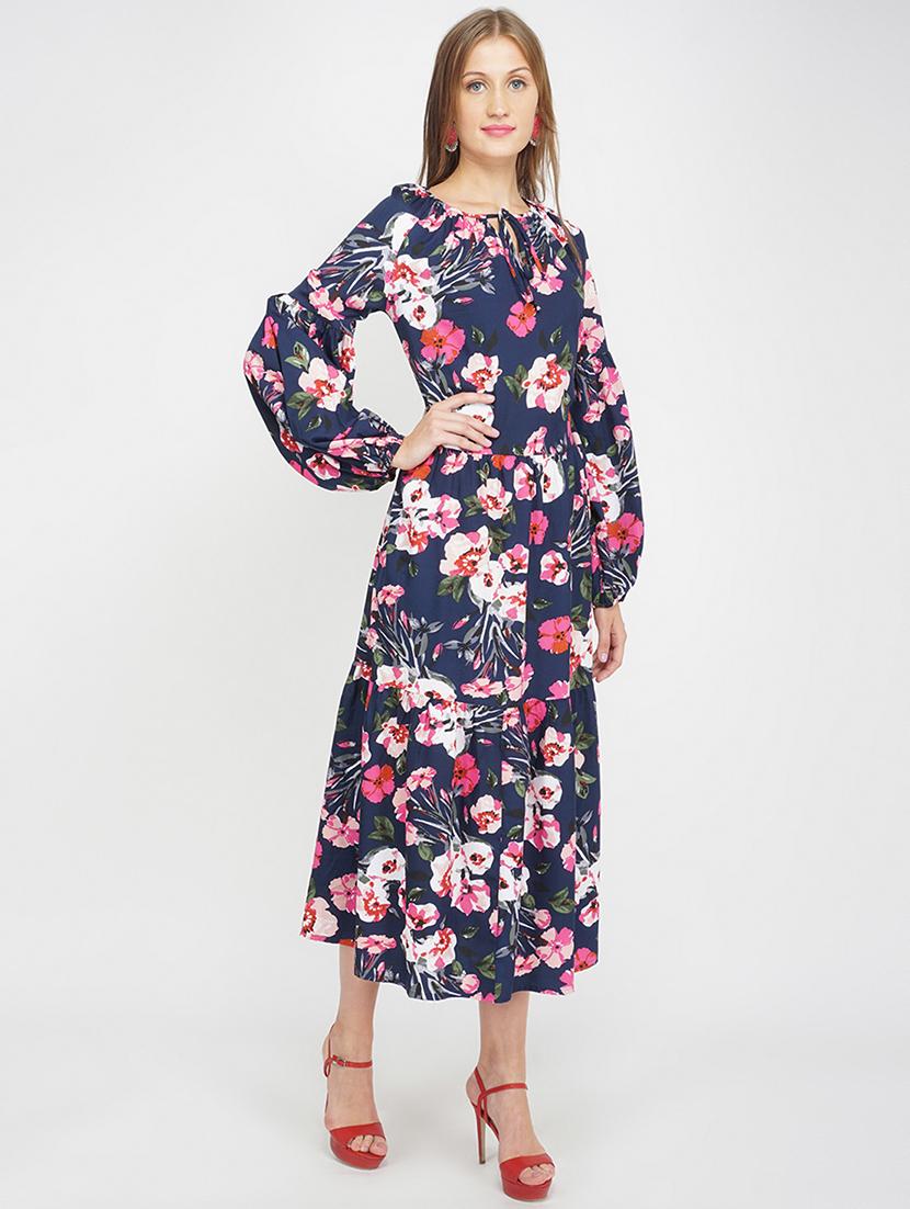 dark blue polyester aline dress - 17822223 - Standard Image - 1