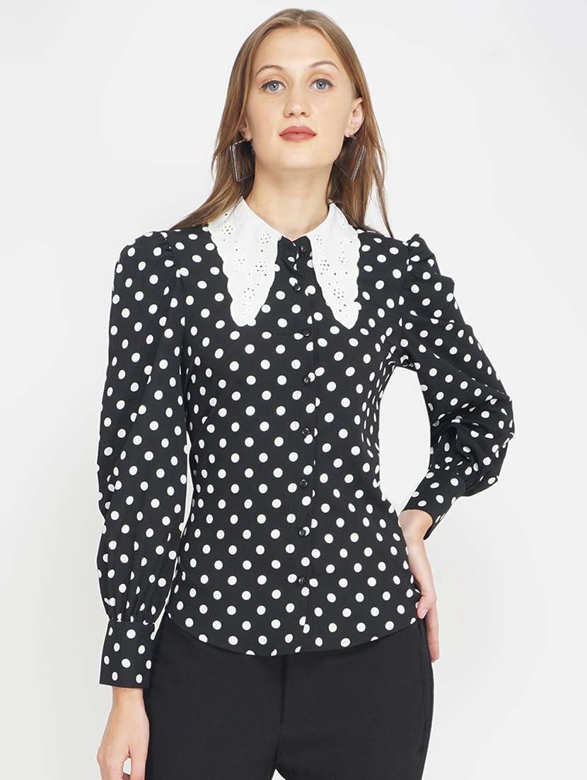 contrast peterpan collar shirt