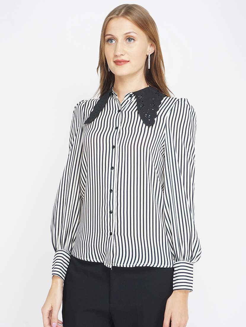 peterpan collar striped shirt - 17822241 -  Standard Image - 1