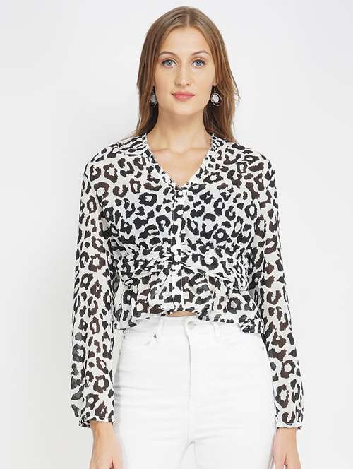 women's crop v neck top - 17822276 - Standard Image - 0