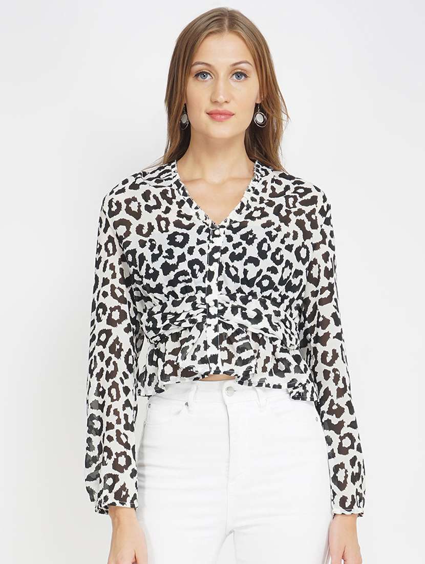 women's crop v neck top - 17822276 - Zoom Image - 0