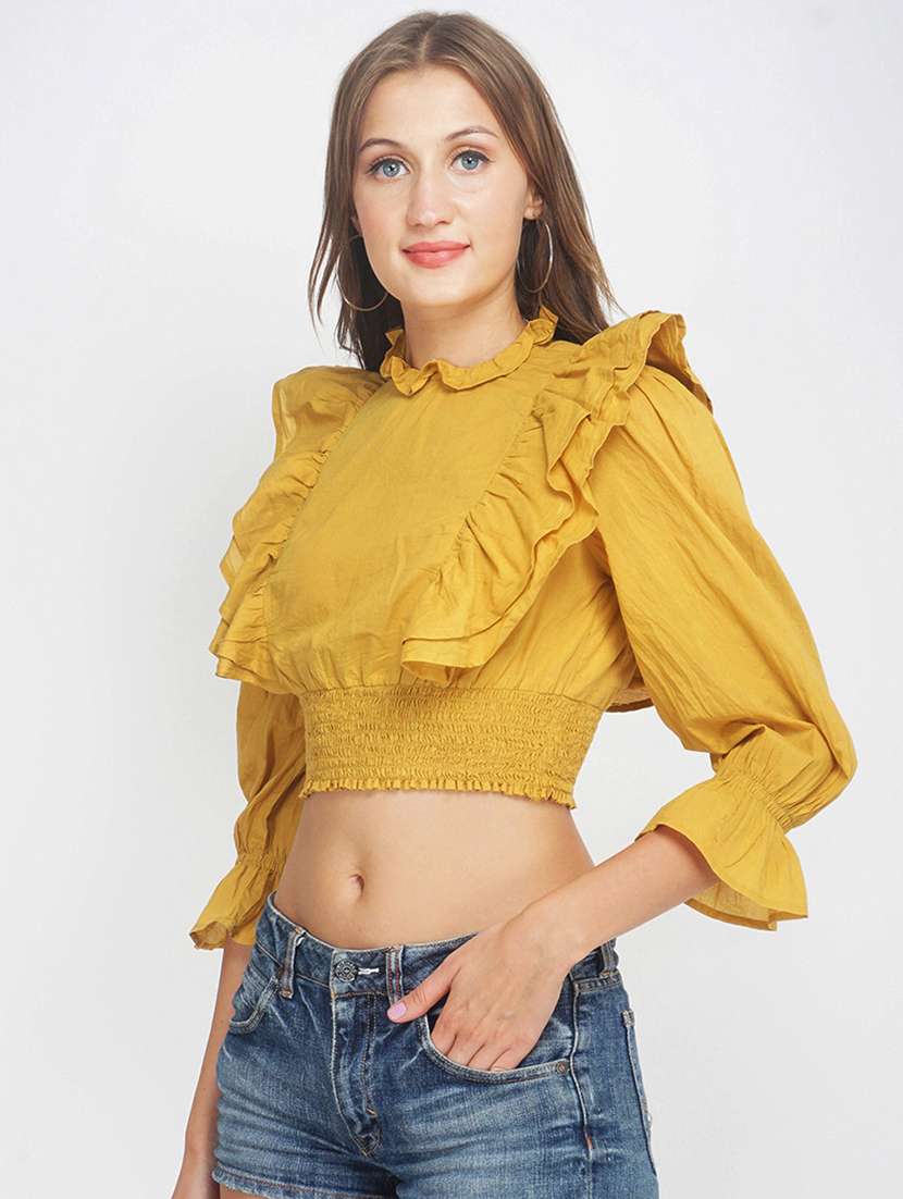 ruffle detail crop top  - 17822290 -  Standard Image - 1