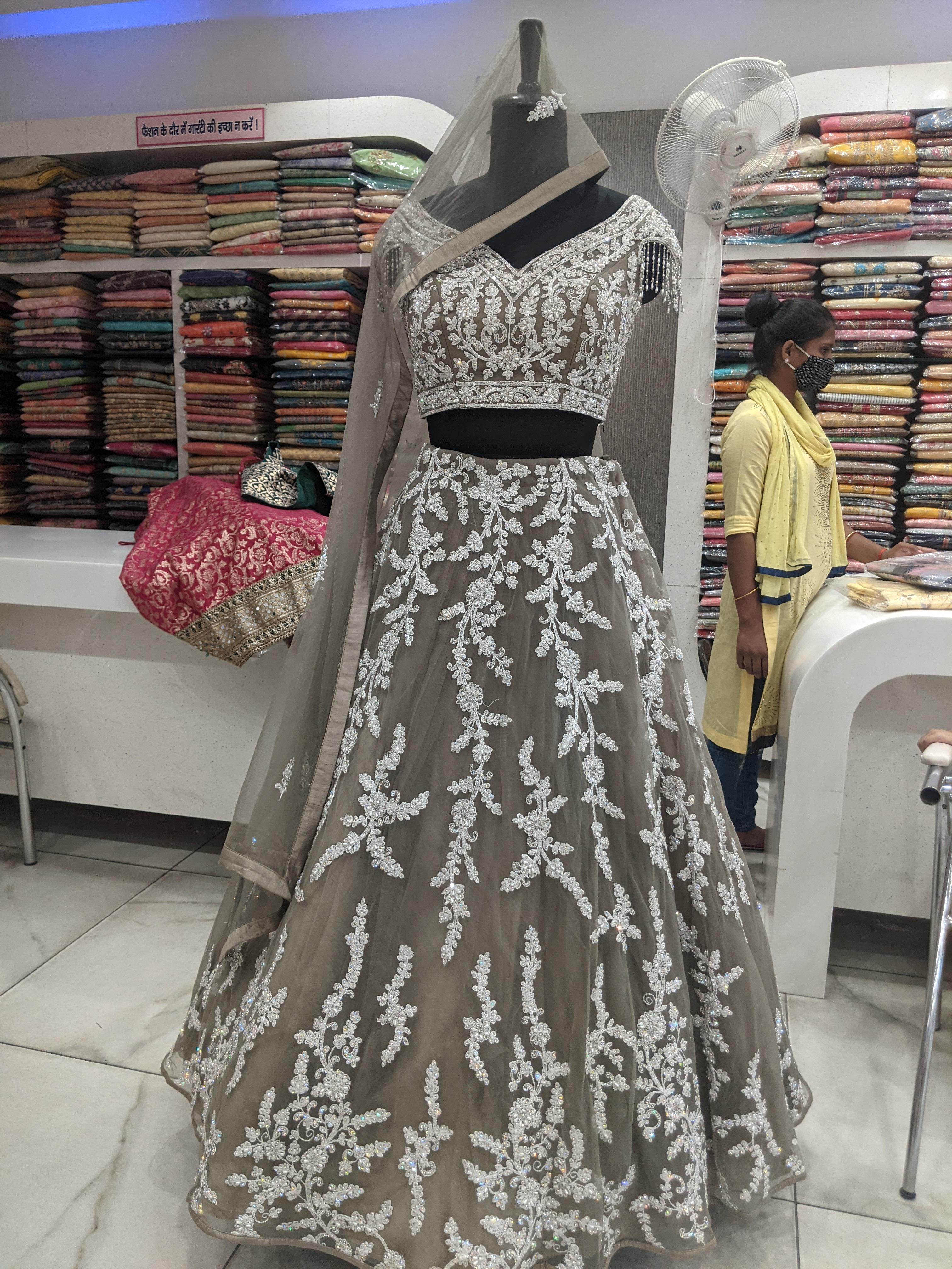 grey net lehenga - 17822302 - Standard Image - 1