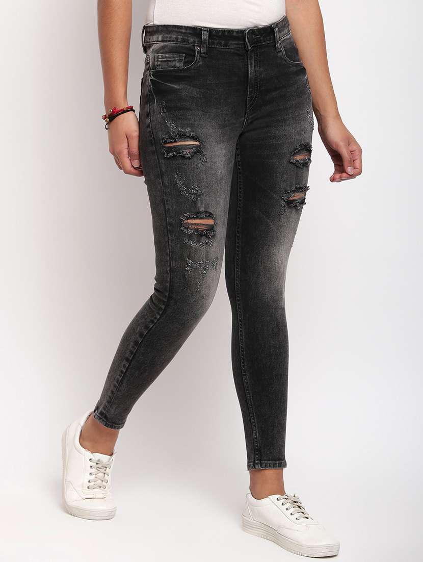 women's distress skinny fit jeans - 17822450 -  Standard Image - 1