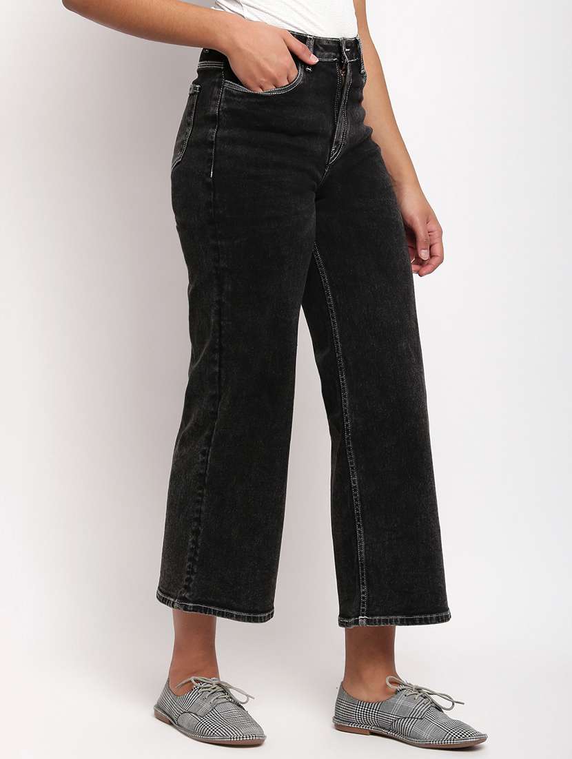 women solid mid rise bootcut jeans - 17822451 -  Standard Image - 1