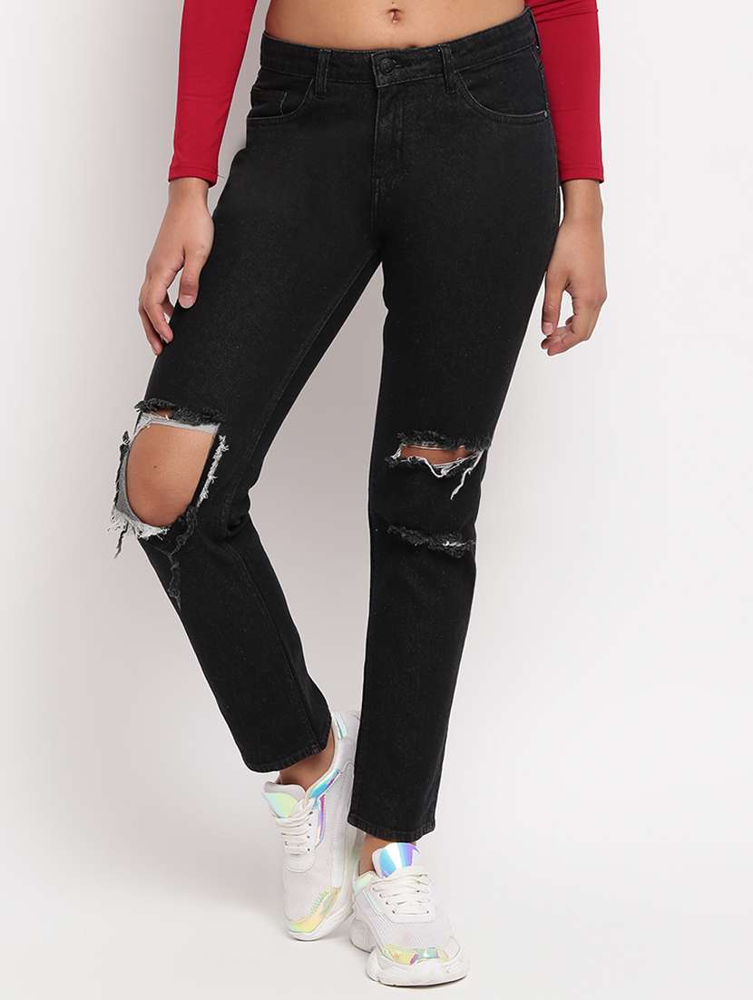 women's distress slim fit jeans