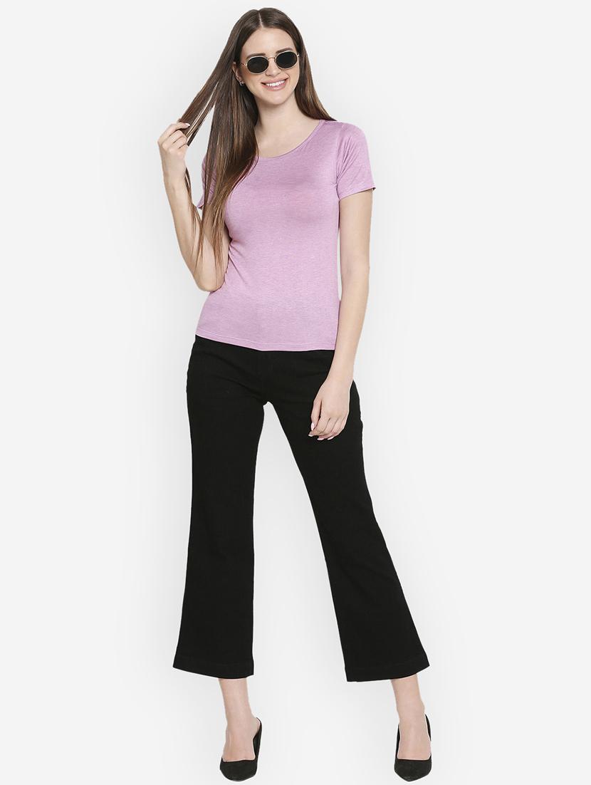round neck solid t-shirt - 17822522 - Standard Image - 4