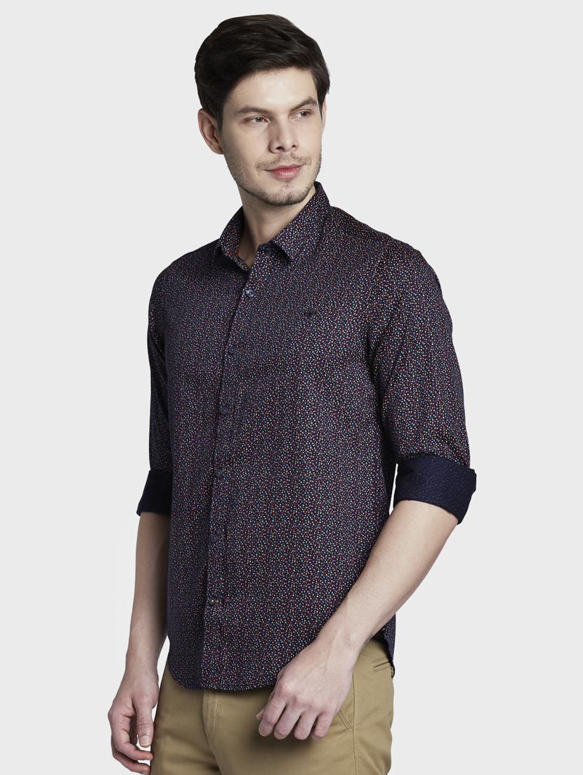 dark blue printed casual shirt - 17823004 -  Standard Image - 1