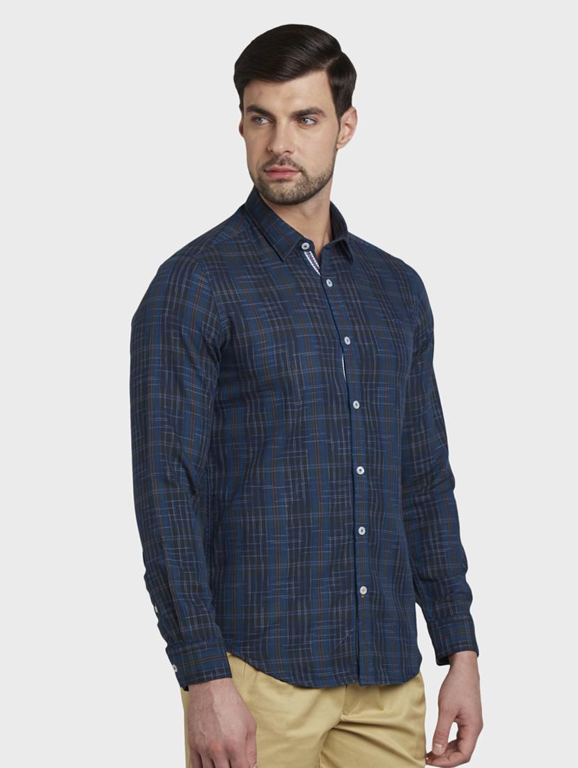 teal checkered casual shirt - 17823011 - Standard Image - 1