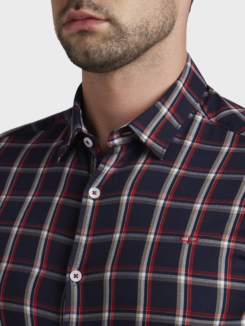 dark blue checkered casual shirt - 17823014 - Standard Image - 4