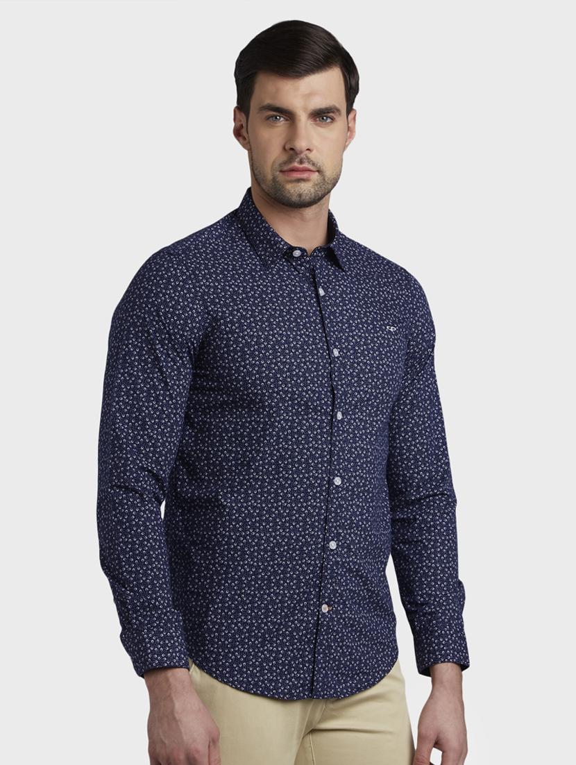navy blue printed casual shirt - 17823018 -  Standard Image - 1