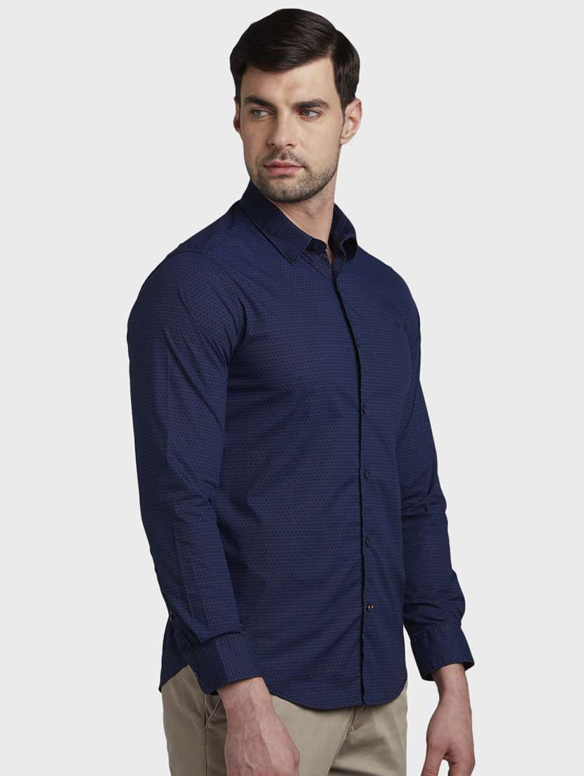 navy blue printed casual shirt - 17823020 -  Standard Image - 1