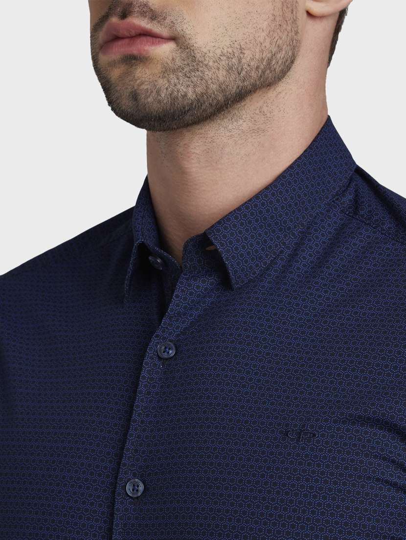 navy blue printed casual shirt - 17823020 - Standard Image - 4