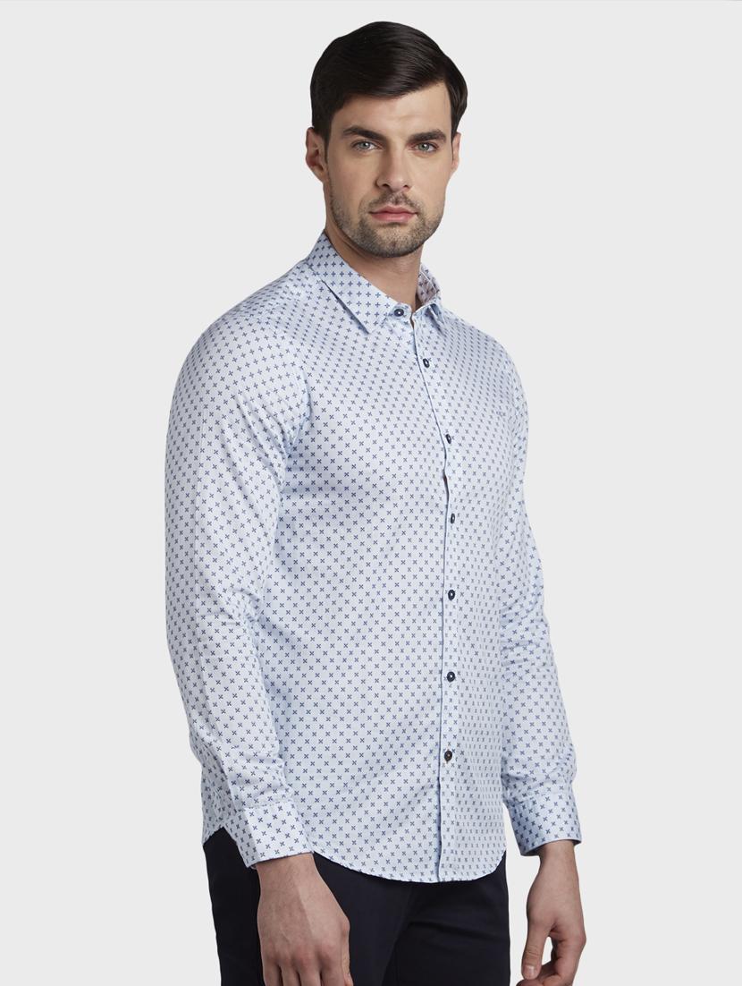 light blue printed casual shirt - 17823023 - Standard Image - 1