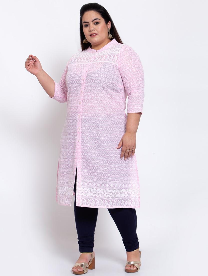 pink cotton aline kurta - 17823128 - Standard Image - 1