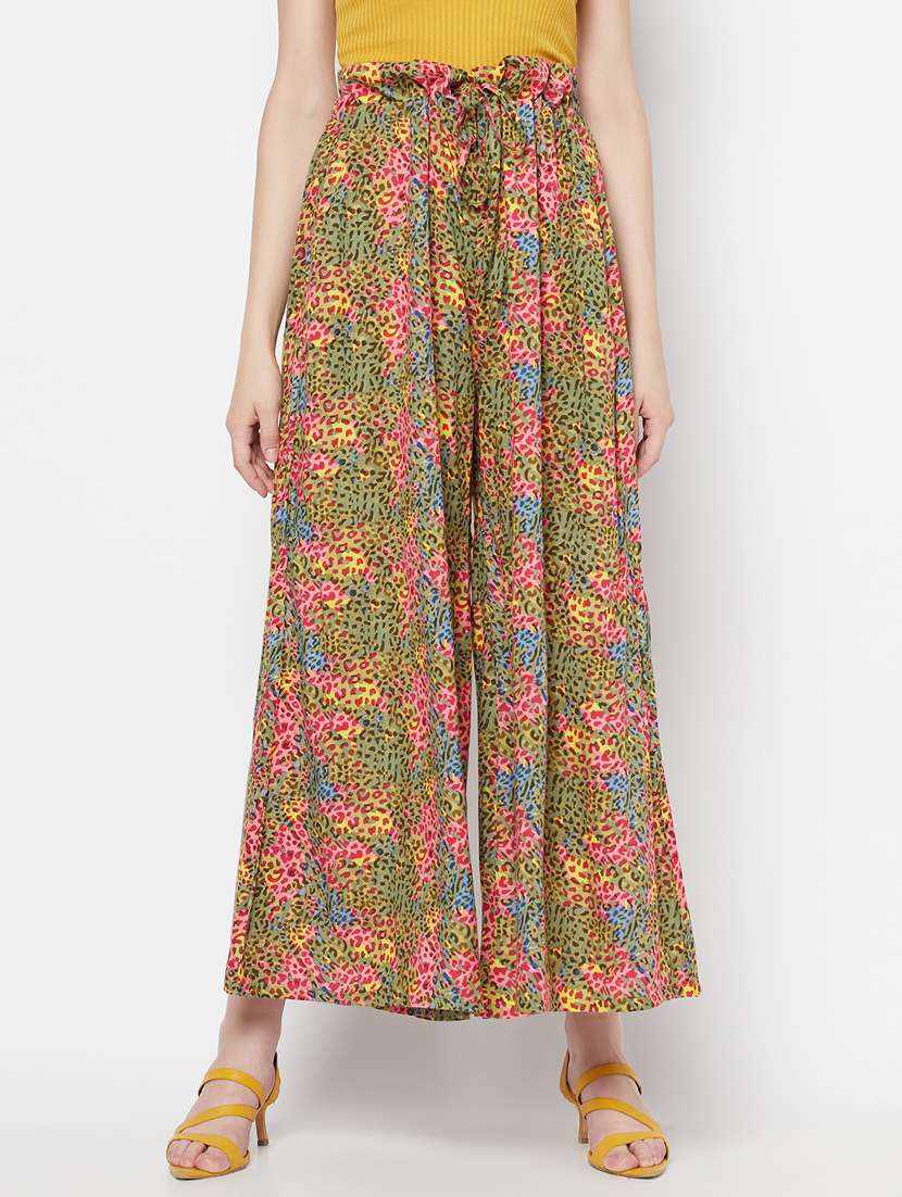 tie front printed palazzo