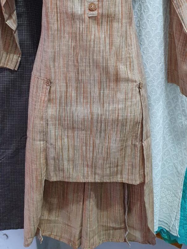 orange khadi kurti - 17823502 - Standard Image - 1