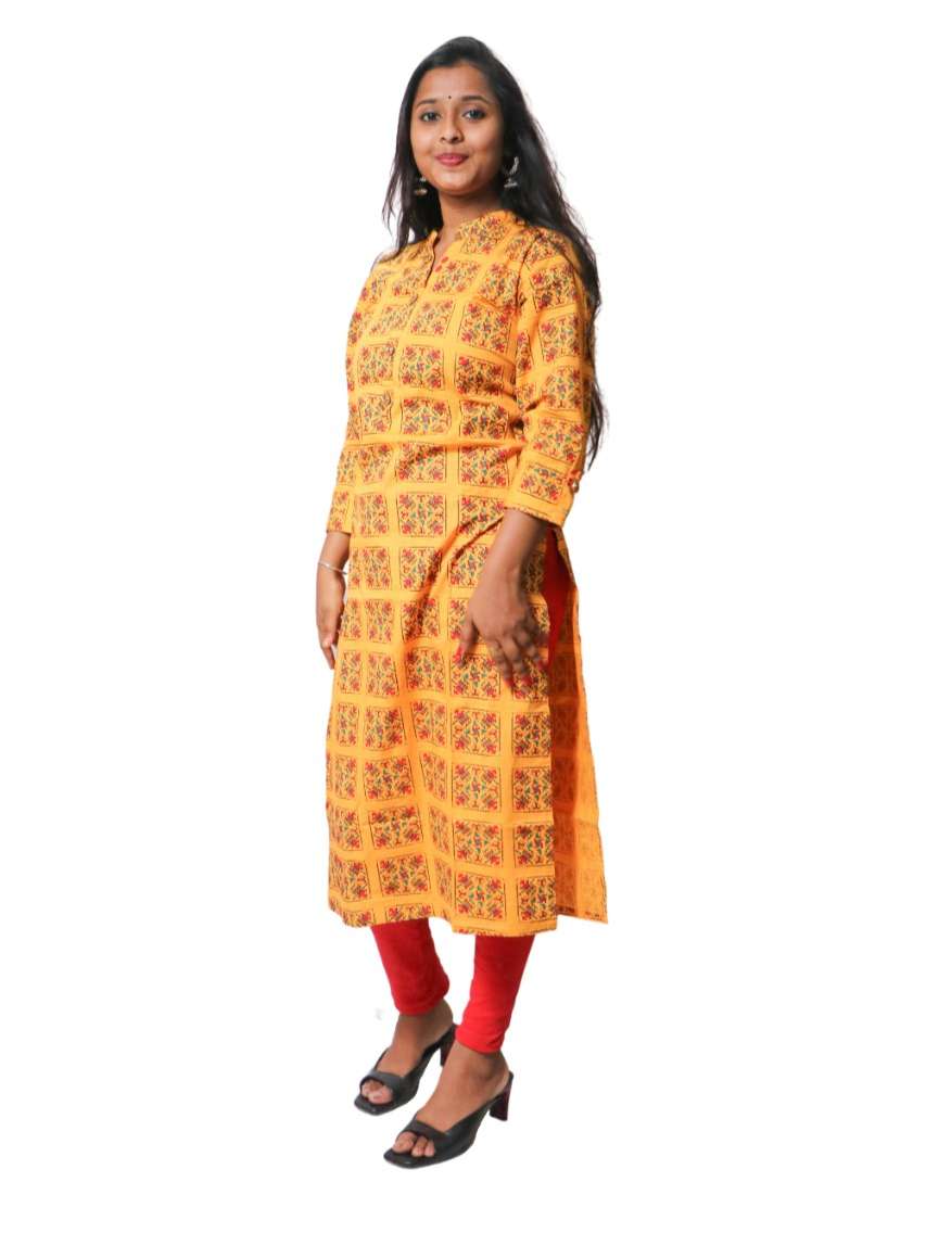 yellow cotton kurti - 17823508 - Standard Image - 1