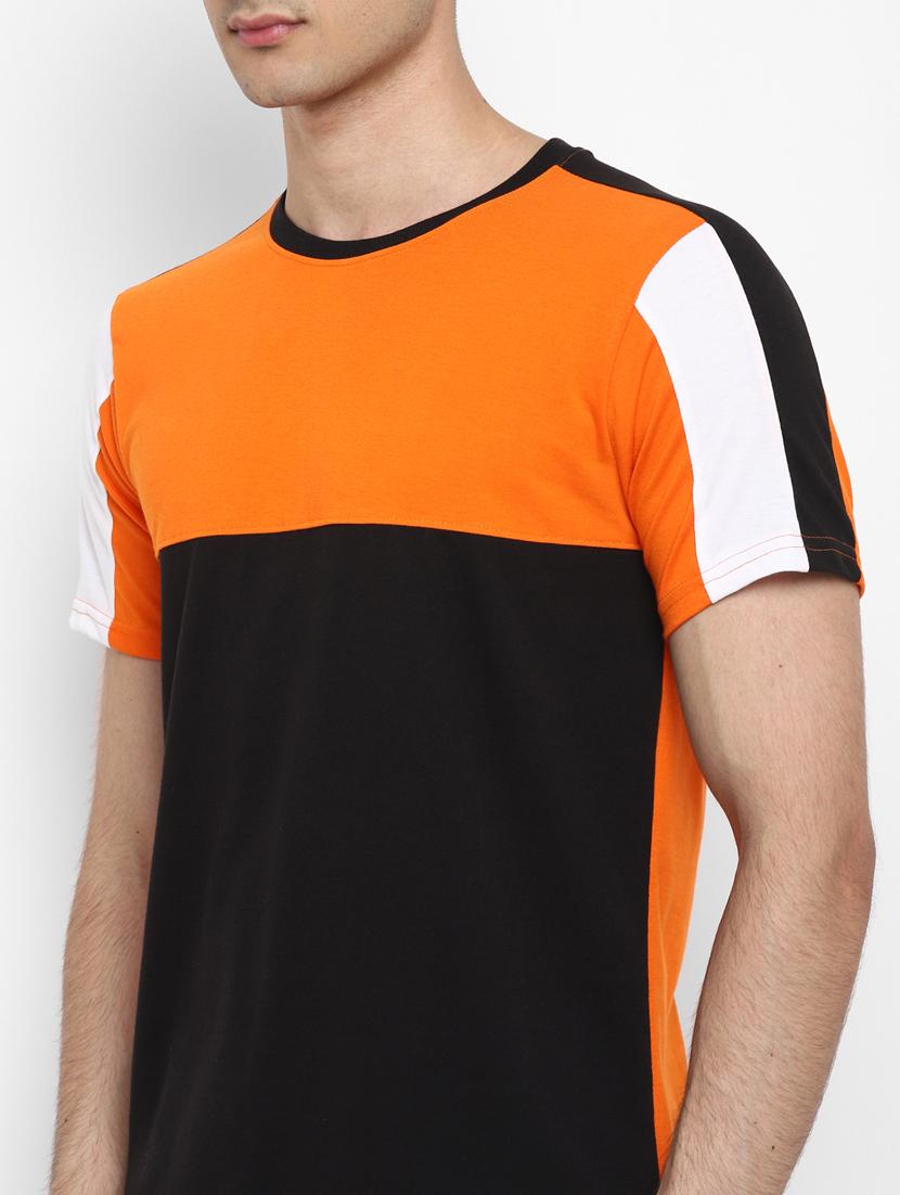 orange color block cut & sew t-shirt - 17823607 - Standard Image - 4