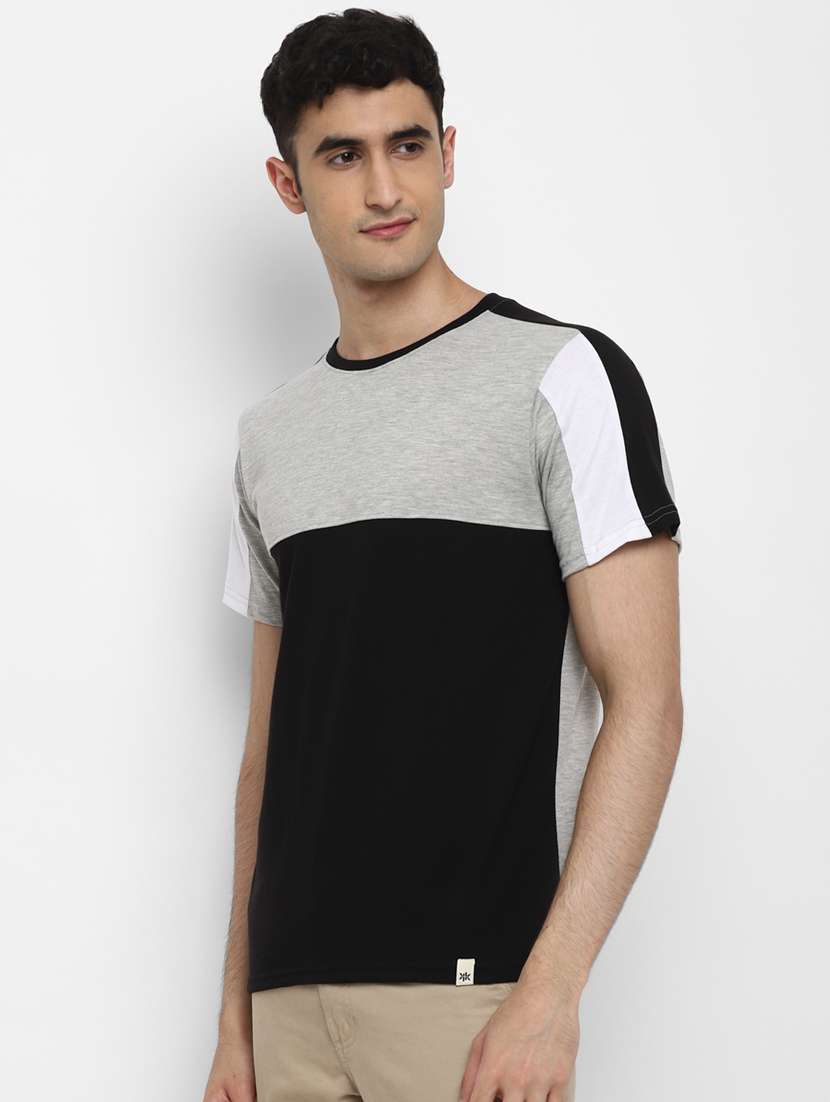 grey color block cut & sew t-shirt - 17823608 -  Standard Image - 1