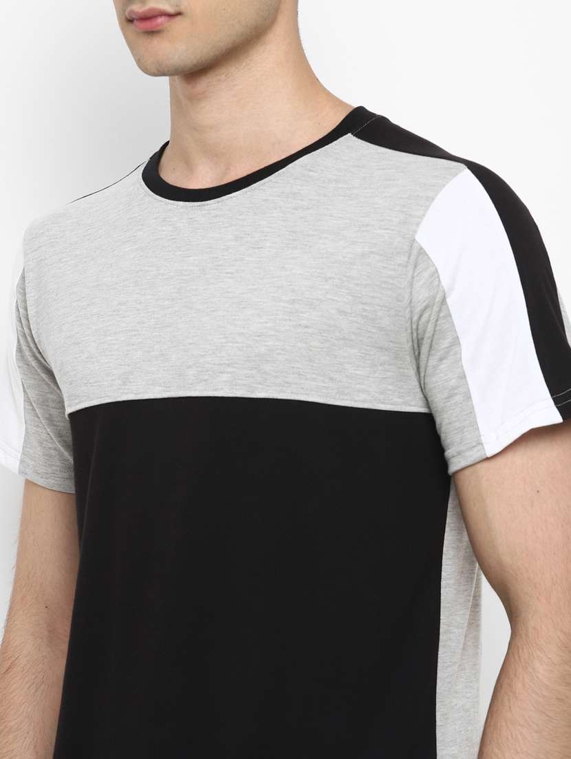 grey color block cut & sew t-shirt - 17823608 -  Standard Image - 4