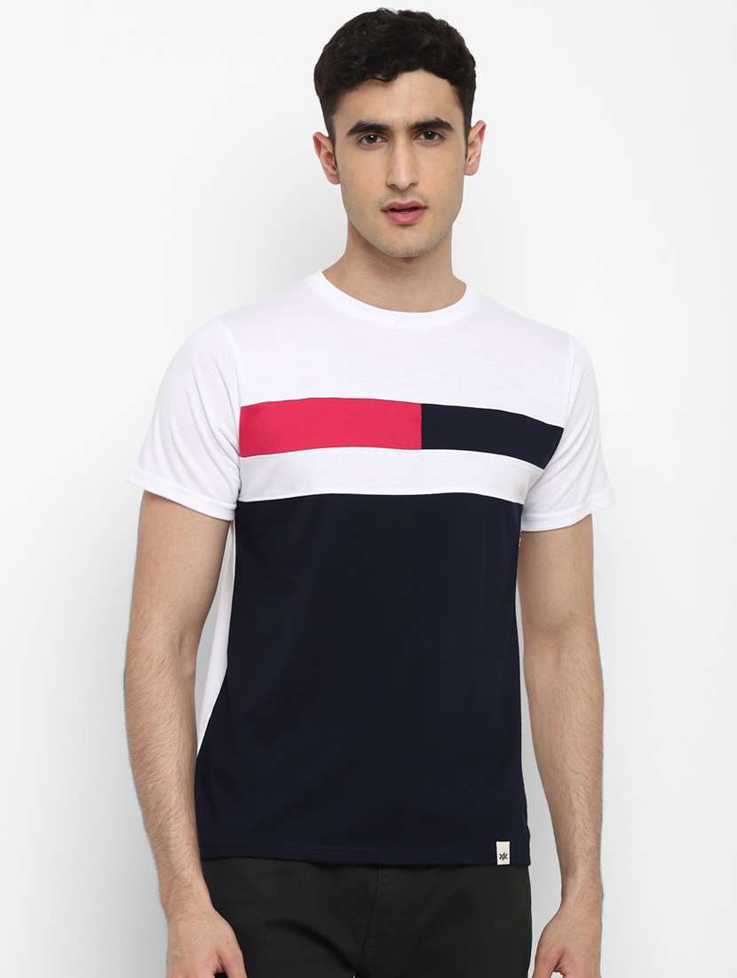 black color block cut & sew t-shirt