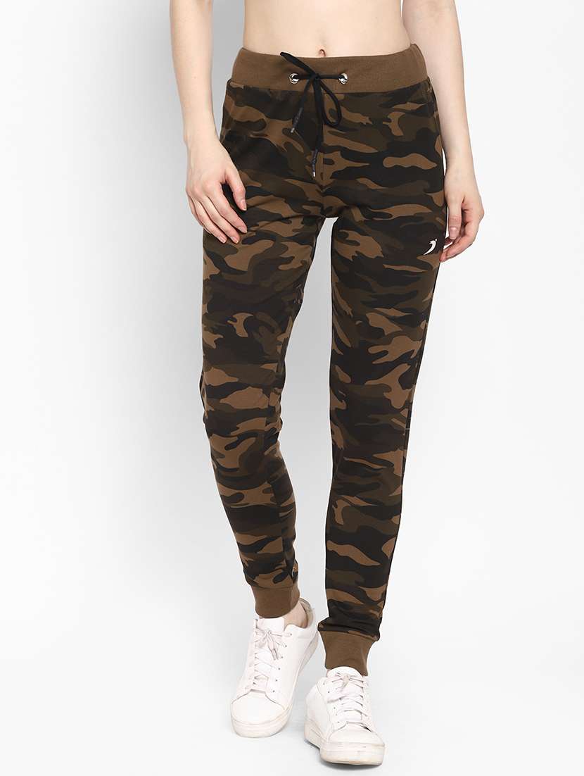 drawstring waist camouflage track pant